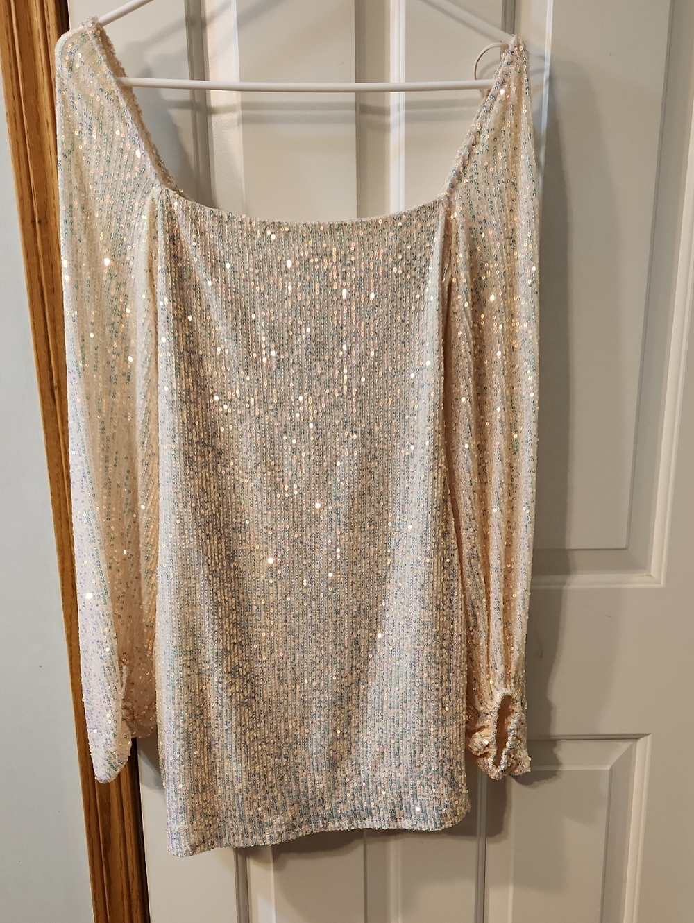 Lucy in the Sky Iridescent Sequin Mini Dress in Champagne